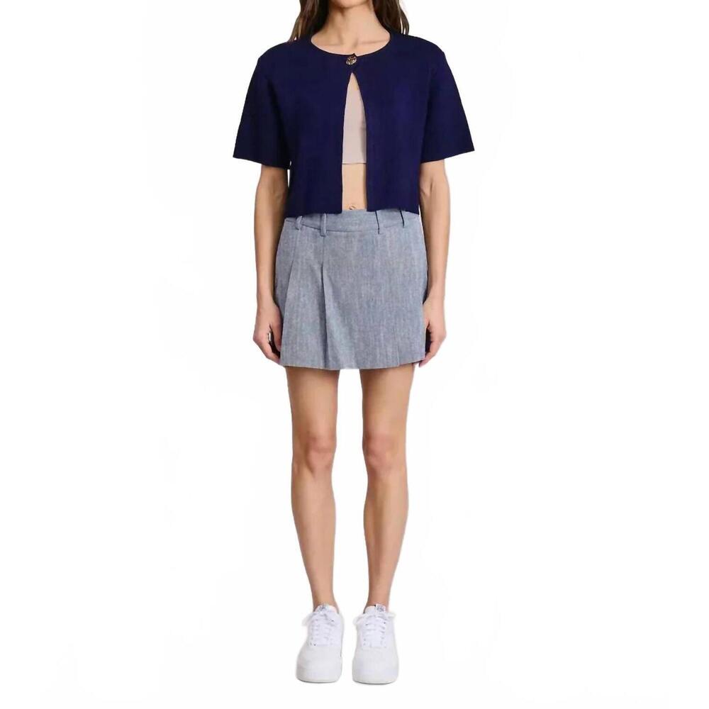 NEW FLAT WHITE priscilla short sleeve cardigan in navy